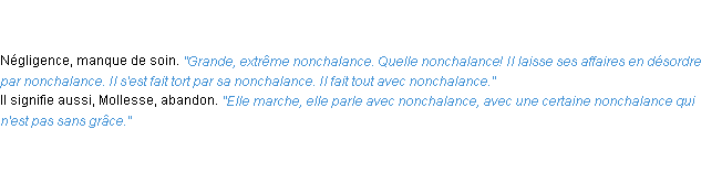 Définition nonchalance ACAD 1835