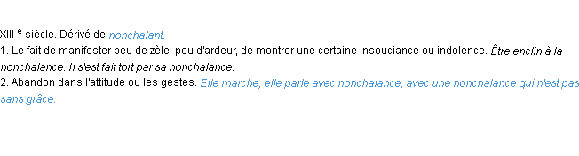 Définition nonchalance ACAD 1986