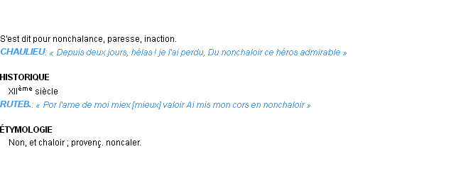 Définition nonchaloir Emile Littré