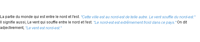 Définition nord-est ACAD 1835