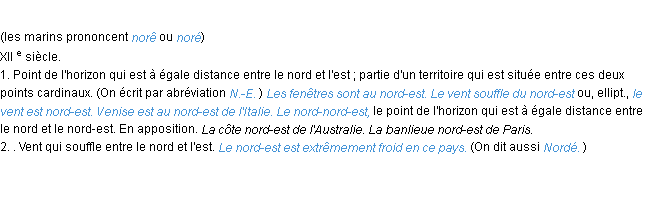 Définition nord-est ACAD 1986