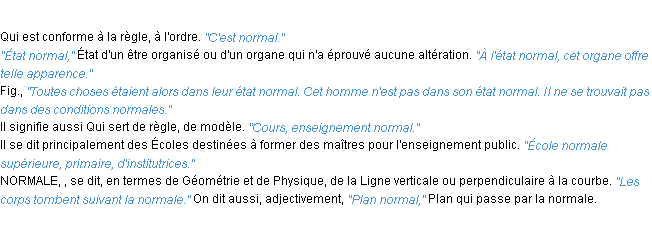 Définition normal ACAD 1932