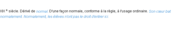 Définition normalement ACAD 1986