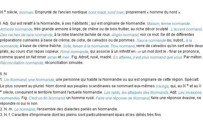 Définition normand ACAD 1986