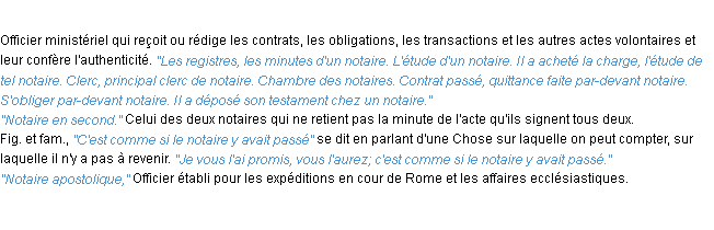 Définition notaire ACAD 1932