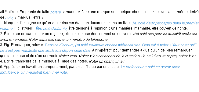 Définition noter ACAD 1986