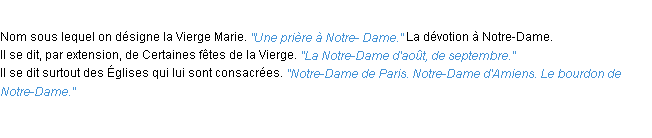 Définition notre-dame ACAD 1932