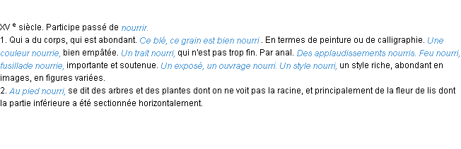 Définition nourri ACAD 1986