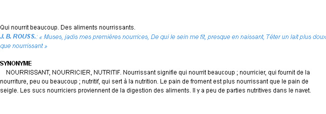 Définition nourrissant Emile Littré