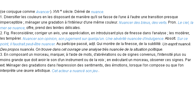 Définition nuancer ACAD 1986