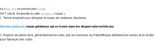 Définition nucleus ACAD 1986