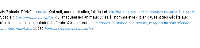 Définition nuisible ACAD 1986