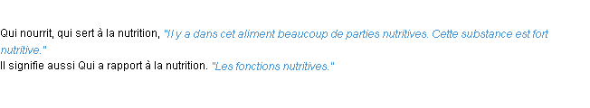 Définition nutritif ACAD 1932