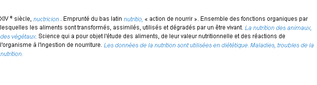 Définition nutrition ACAD 1986