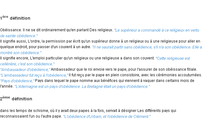 Définition obédience ACAD 1835