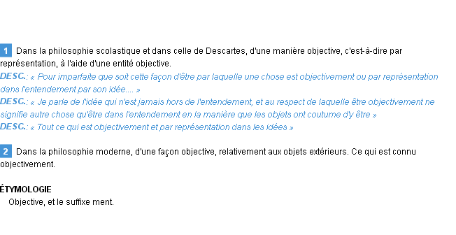 Définition objectivement Emile Littré