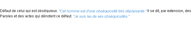 Définition obséquiosité ACAD 1932