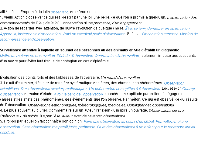 Définition observation ACAD 1986
