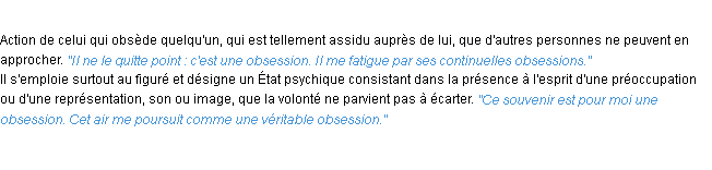 Définition obsession ACAD 1932