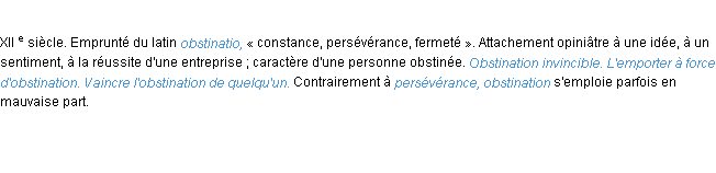Définition obstination ACAD 1986