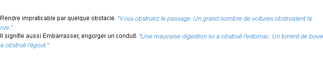 Définition obstruer ACAD 1932