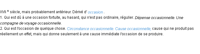 Définition occasionnel ACAD 1986