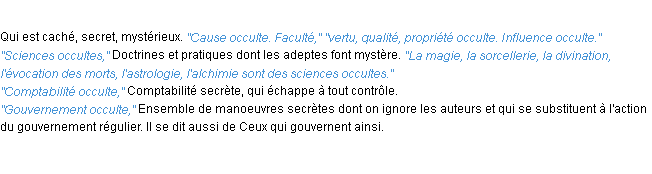 Définition occulte ACAD 1932