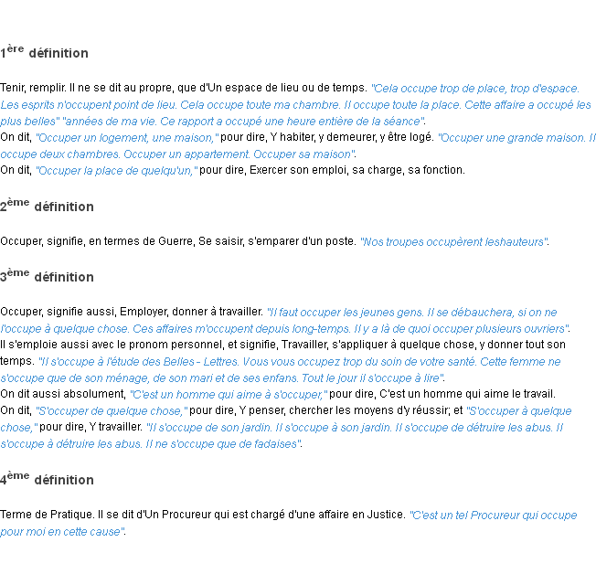 Définition occuper ACAD 1798