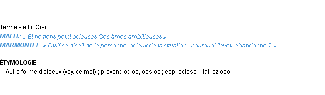 Définition ocieux Emile Littré