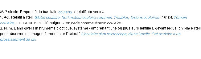 Définition oculaire ACAD 1986