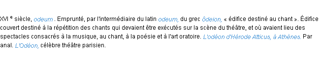 Définition odéon ACAD 1986 Définition odéon ACAD 1986