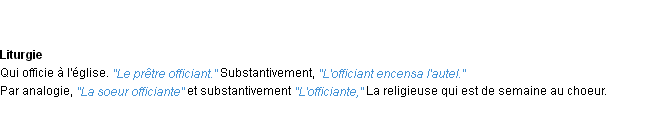 Définition officiant ACAD 1932