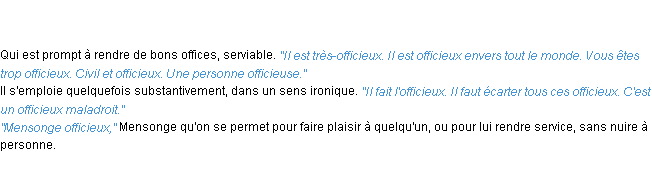 Définition officieux ACAD 1835