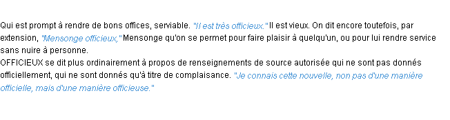 Définition officieux ACAD 1932