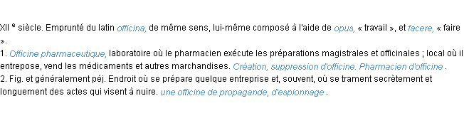 Définition officine ACAD 1986