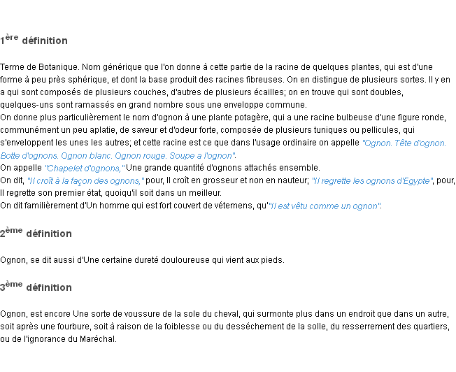 Définition ognon ACAD 1798