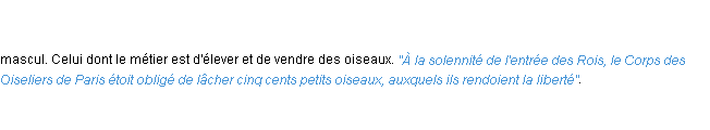 Définition oiselier ACAD 1798