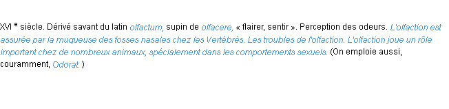 Définition olfaction ACAD 1986