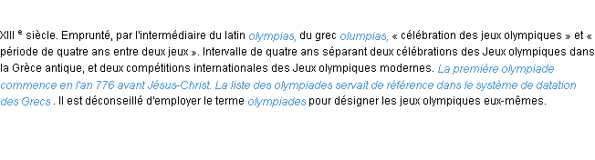 Définition olympiade ACAD 1986