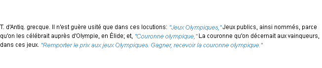 Définition olympique ACAD 1835