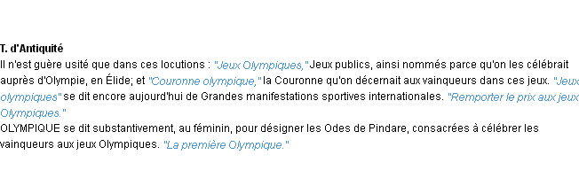 Définition olympique ACAD 1932