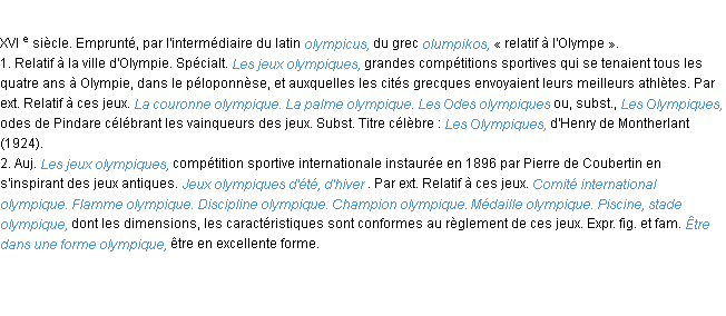 Définition olympique ACAD 1986