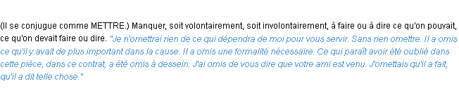 Définition omettre ACAD 1932