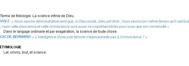 Définition omniscience Emile Littré