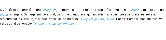 Définition omoplate ACAD 1986