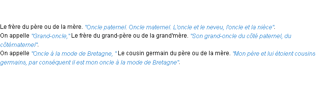 Définition oncle ACAD 1798