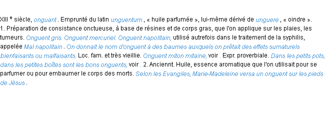 Définition onguent ACAD 1986