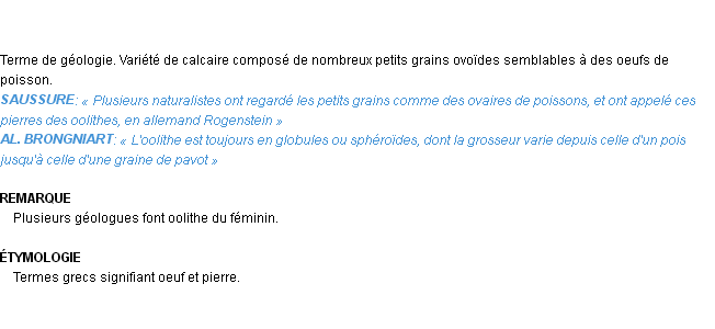 Définition oolithe Emile Littré