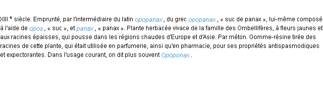 Définition opopanax ACAD 1986