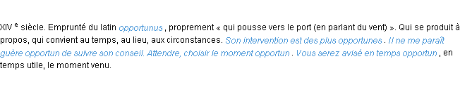 Définition opportun ACAD 1986